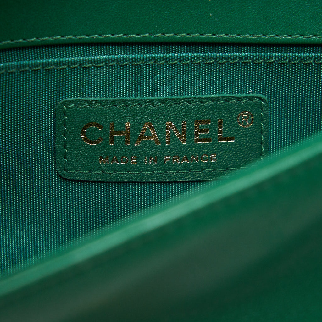 Chanel Small Boy Bag Lambskin Green L