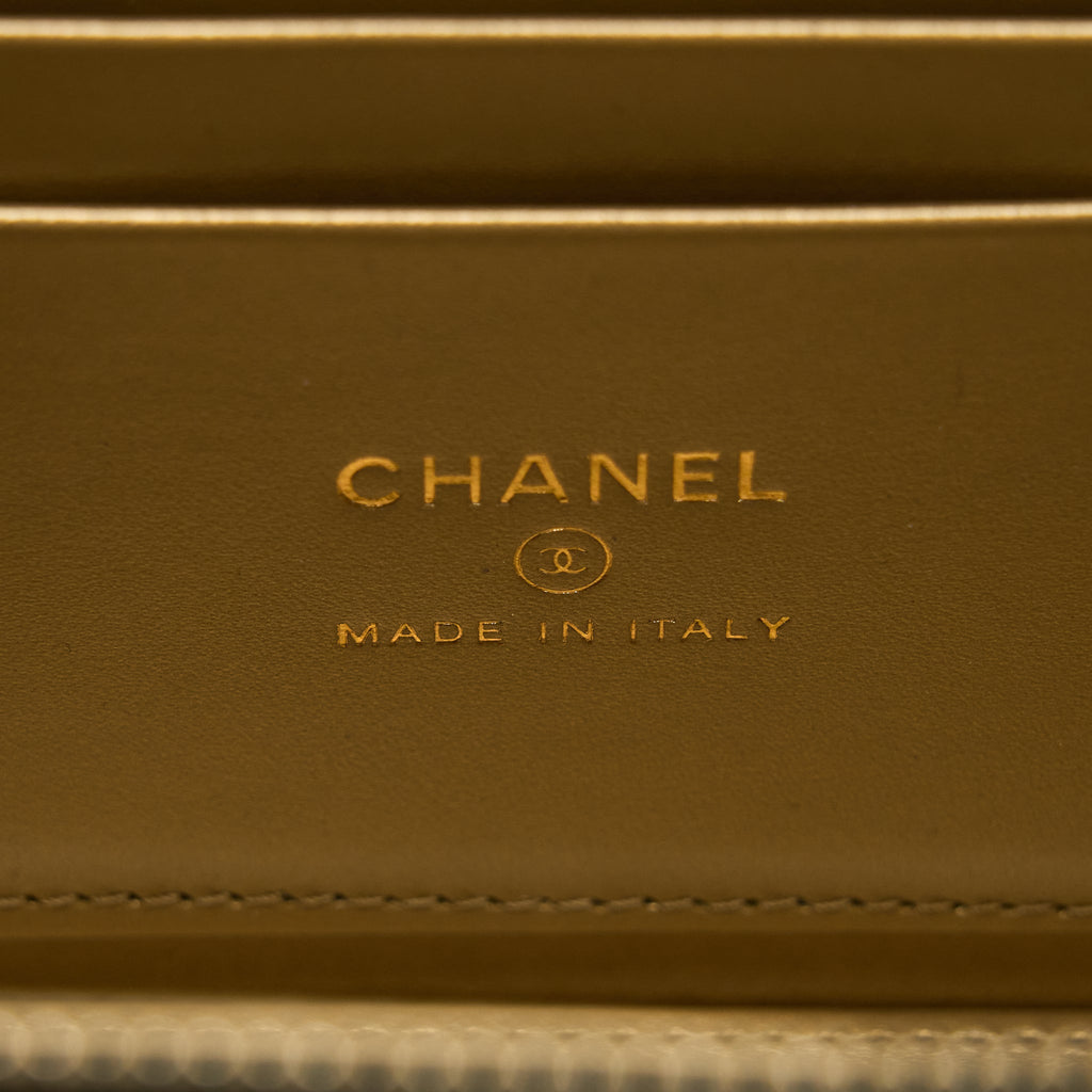 Chanel Pearl Crush Long Vanity Lambskin Black Brushed