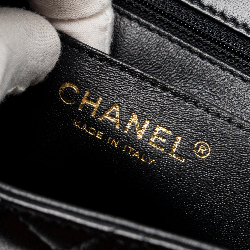 Chanel mini square flap bag lambskin black L (microchip)