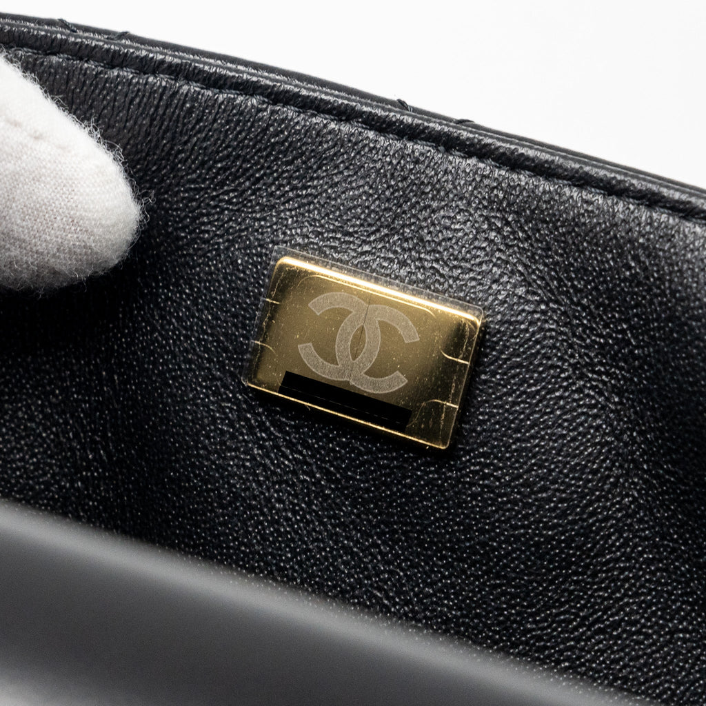 Chanel mini square flap bag lambskin black L (microchip)