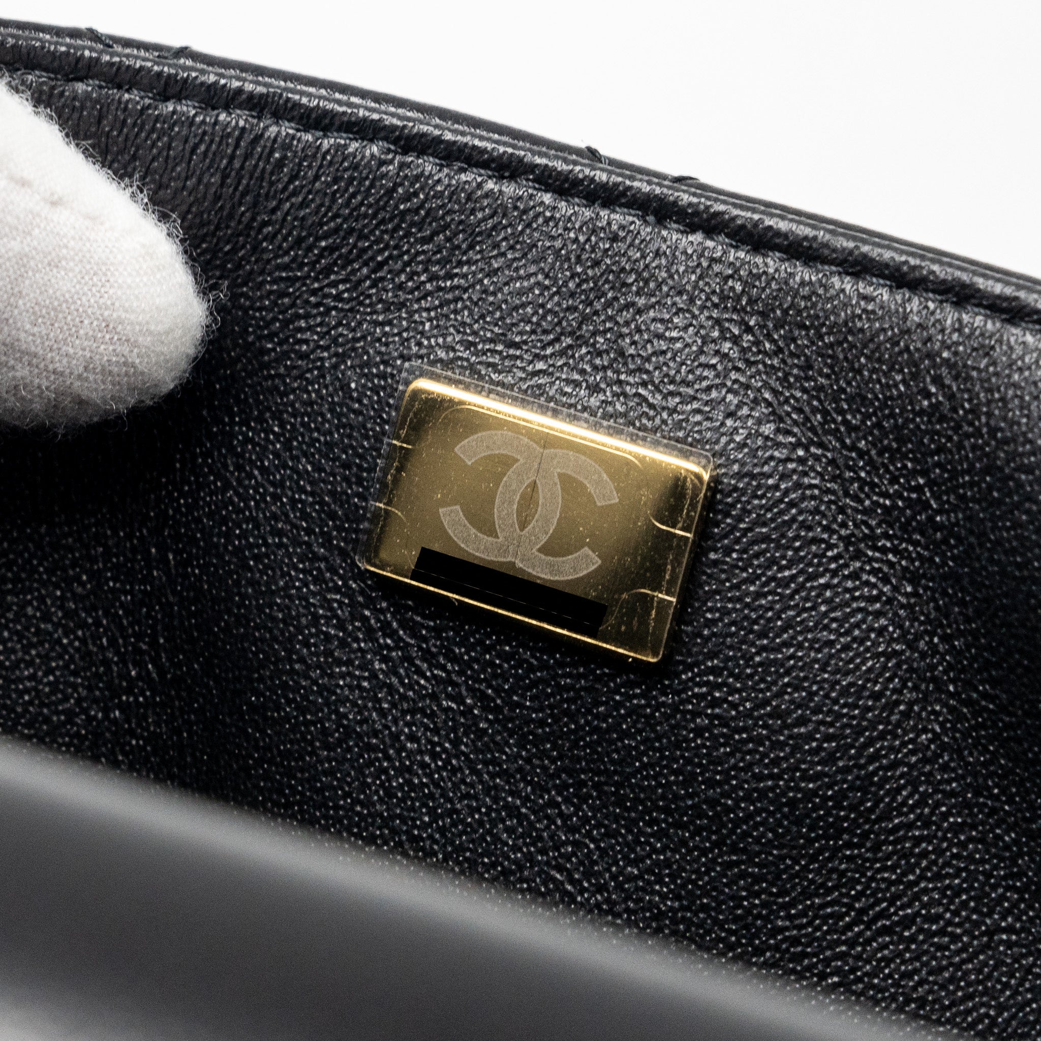 Chanel mini square flap bag lambskin black L (microchip)