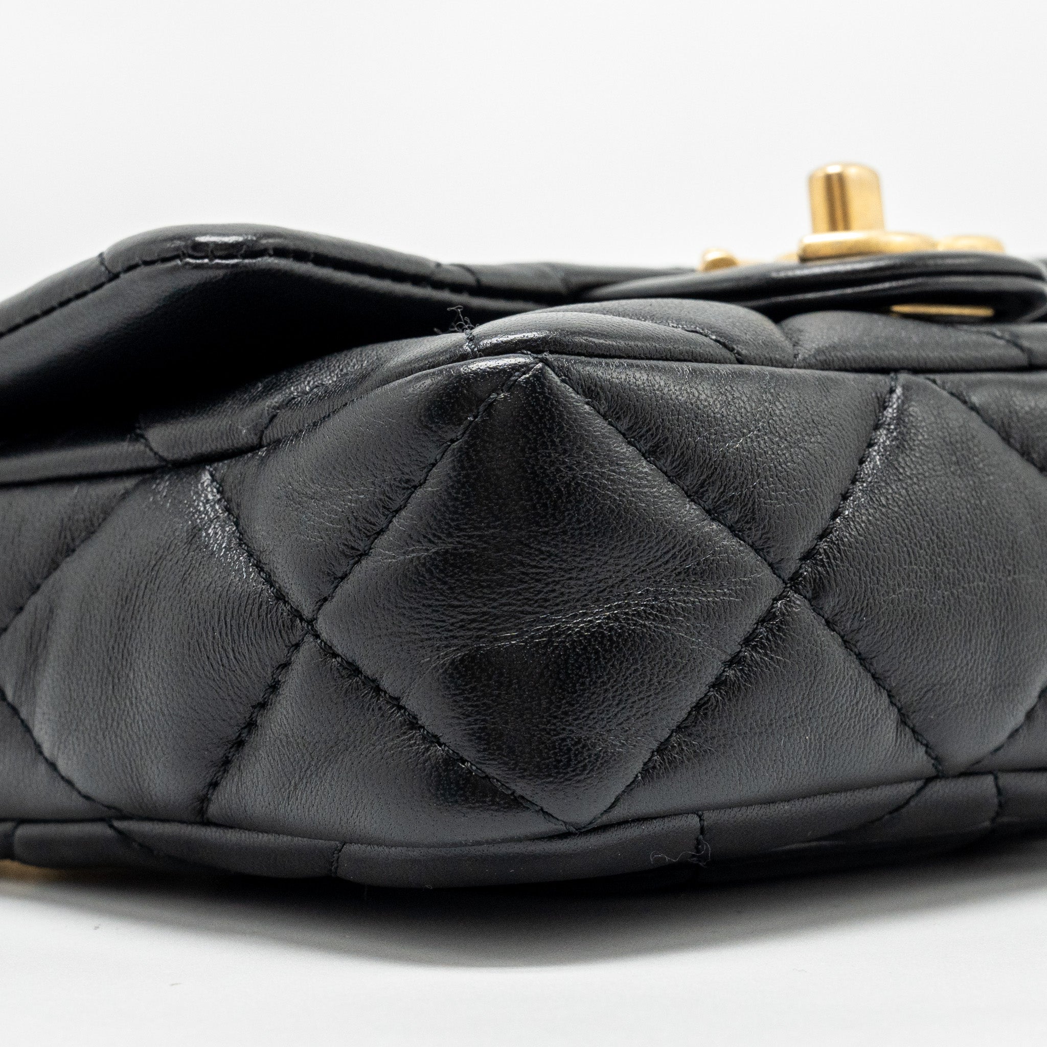 Chanel mini Square Flap Bag with Giant Chain Lambskin  (Microchip)