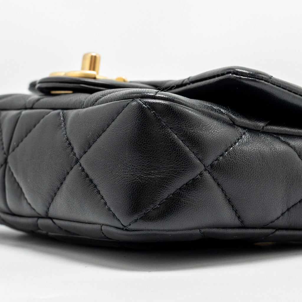 Chanel mini Square Flap Bag with Giant Chain Lambskin  (Microchip)