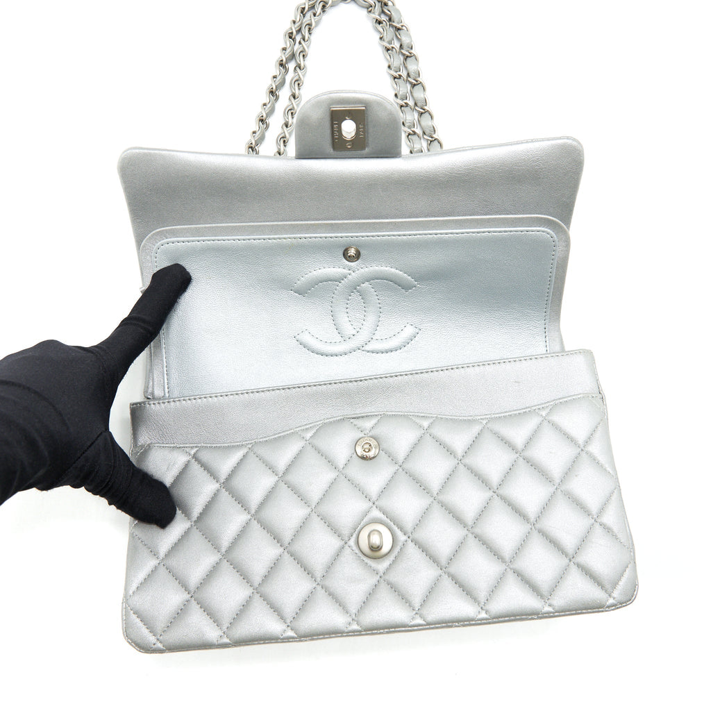 Chanel Medium Classic Flap Bag Silver Grey