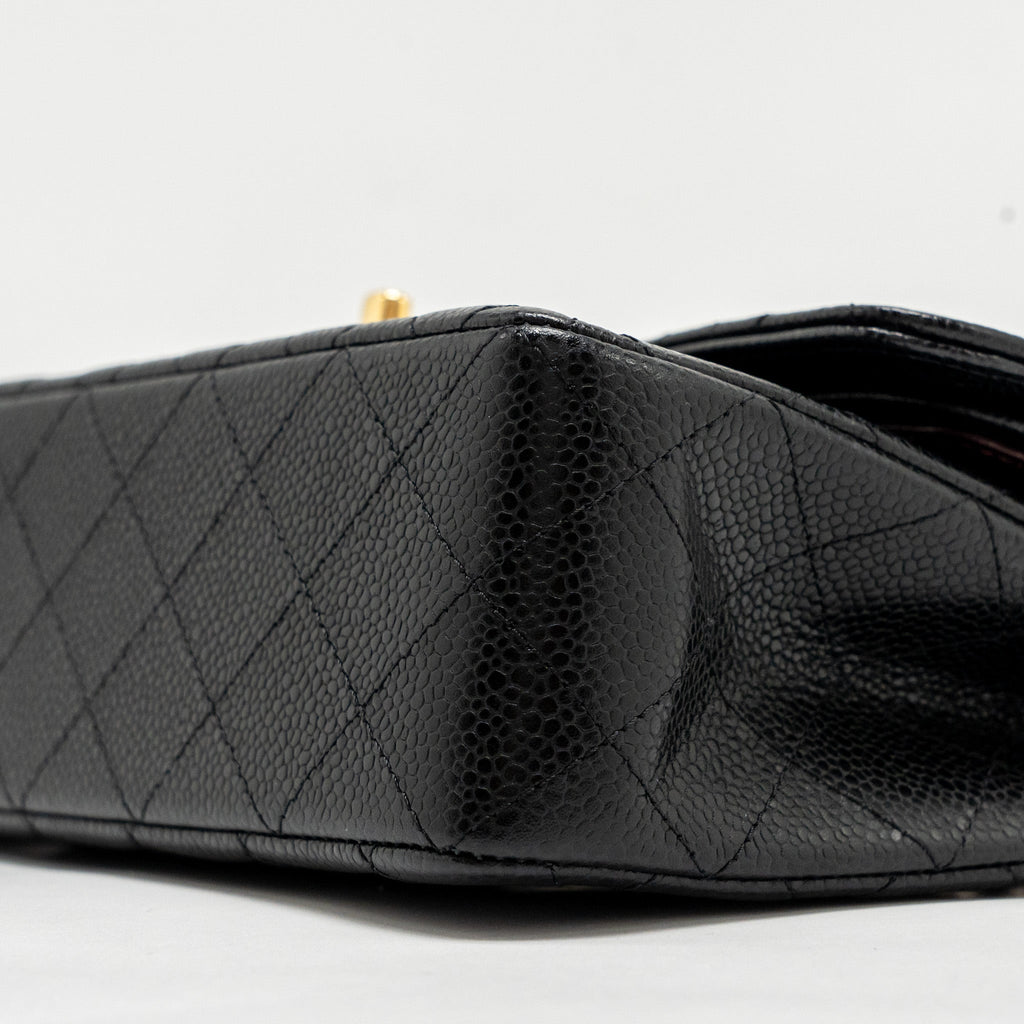 Chanel Small Classic Double Flap Bag Caviar Black  (Microchip)