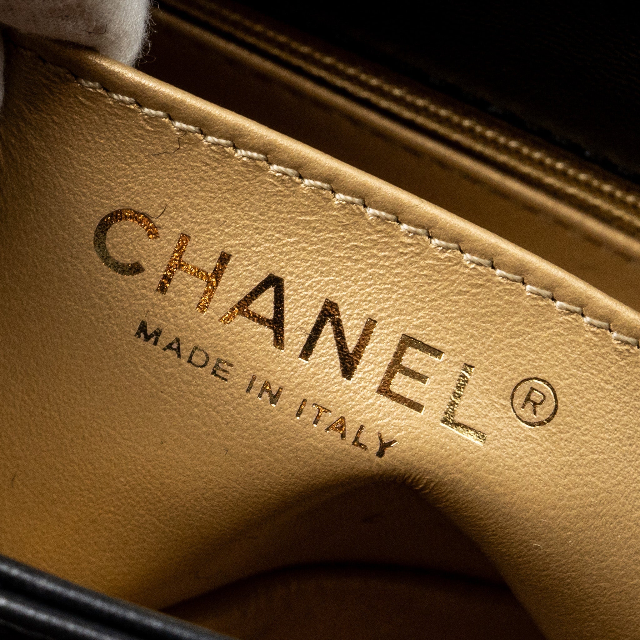Chanel pearl crush mini square flap bag lambskin black  (microchip)