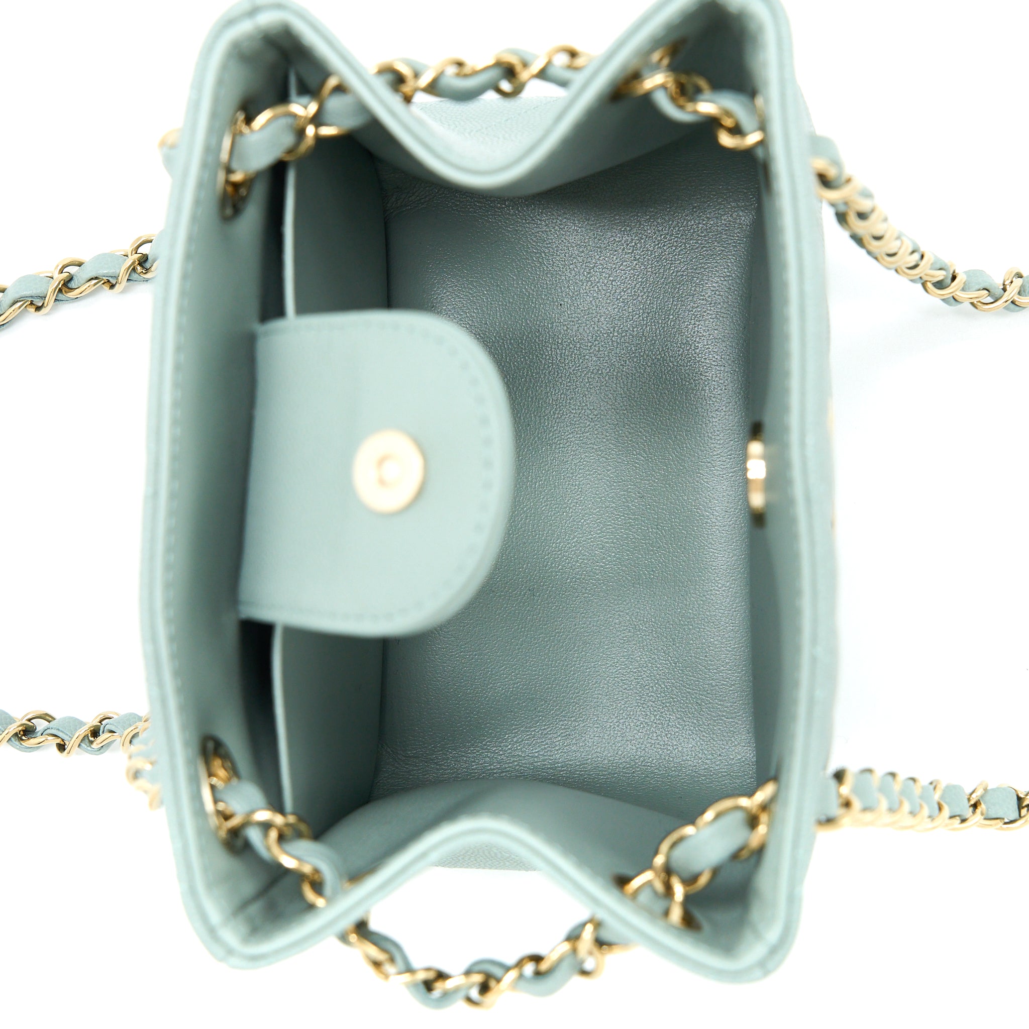 Chanel 23C Mini Bucket Caviar Light Grey L (Microchip)