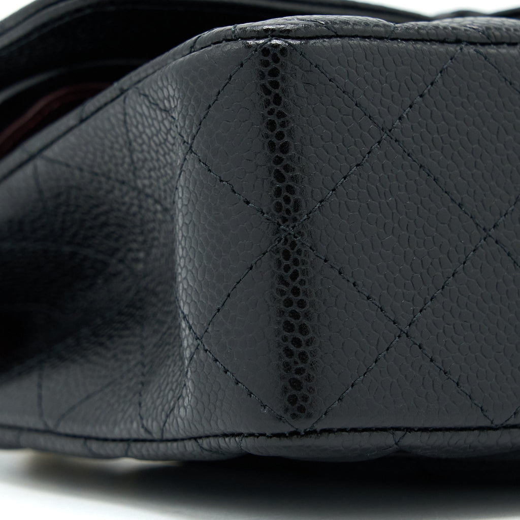 Chanel Small Classic Flap Bag Caviar Black  (Microchip)