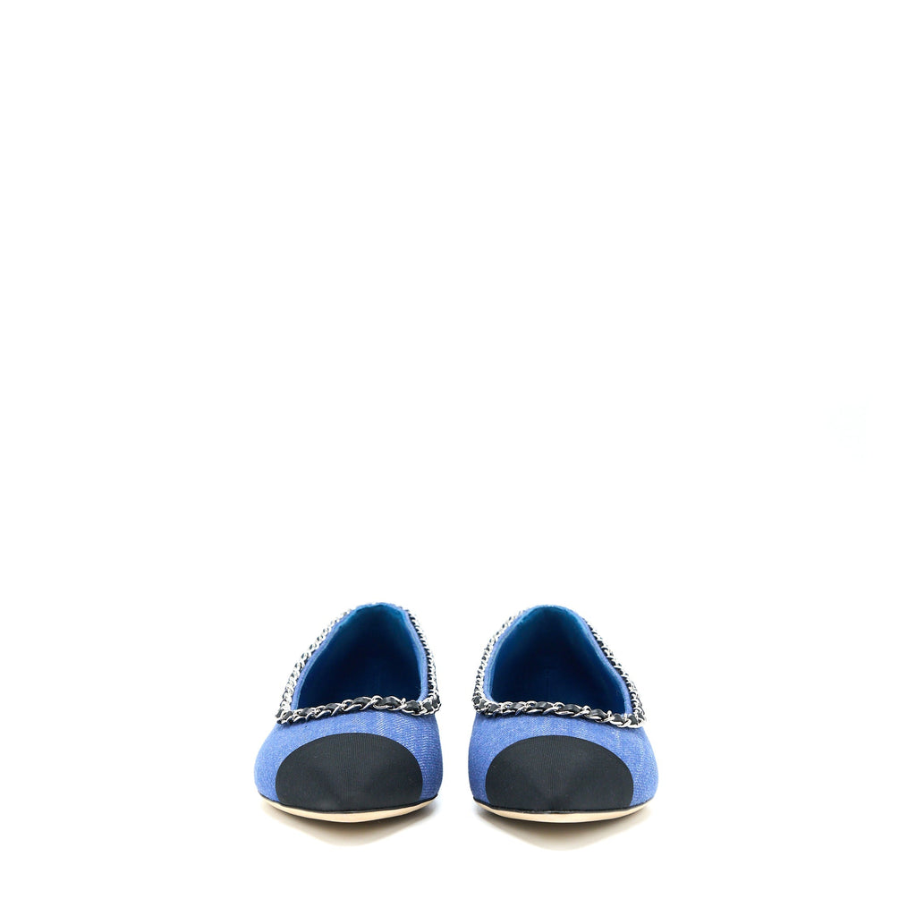 Chanel Size 39 Flat Shoes Denim Blue/Black