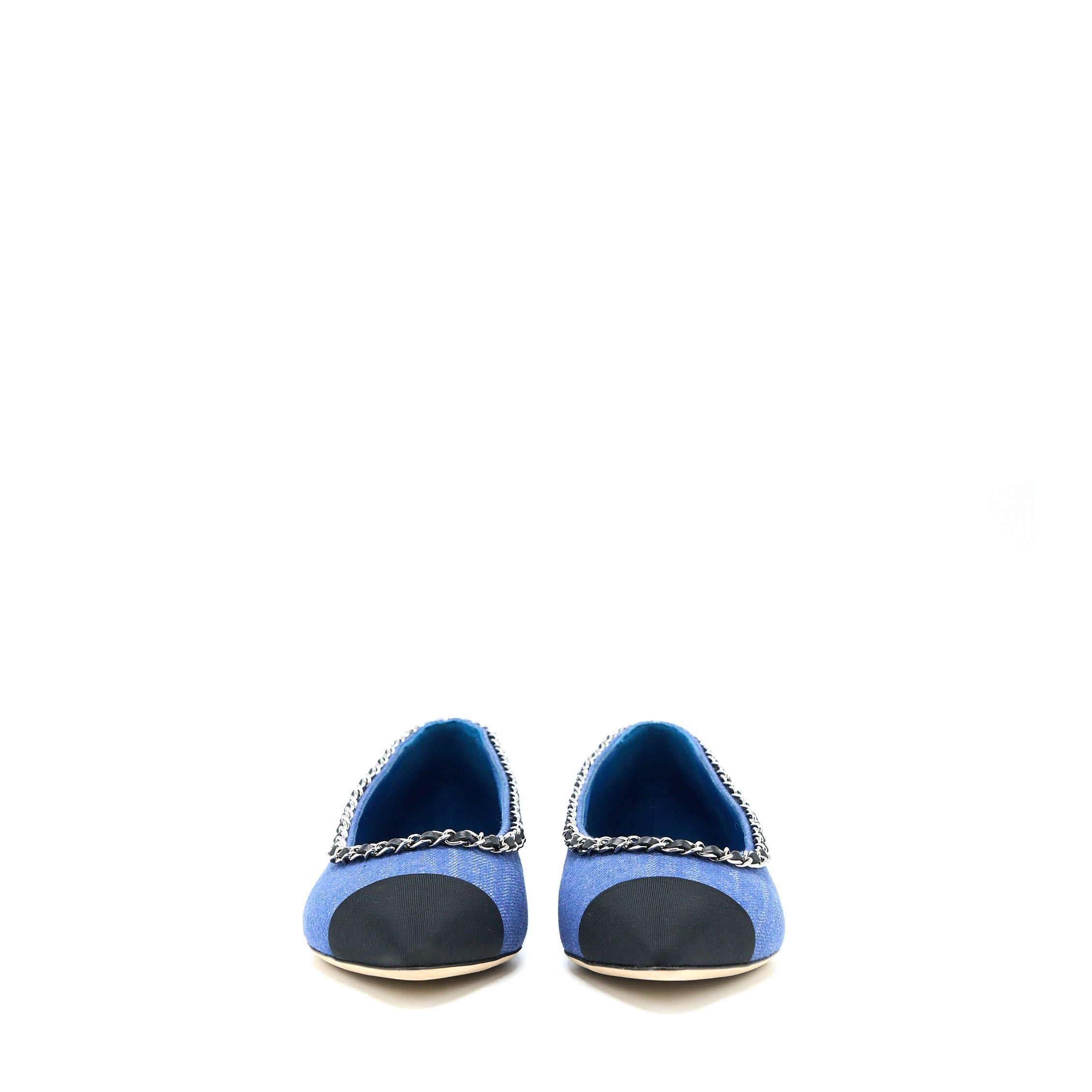Chanel Size 39 Flat Shoes Denim Blue/Black