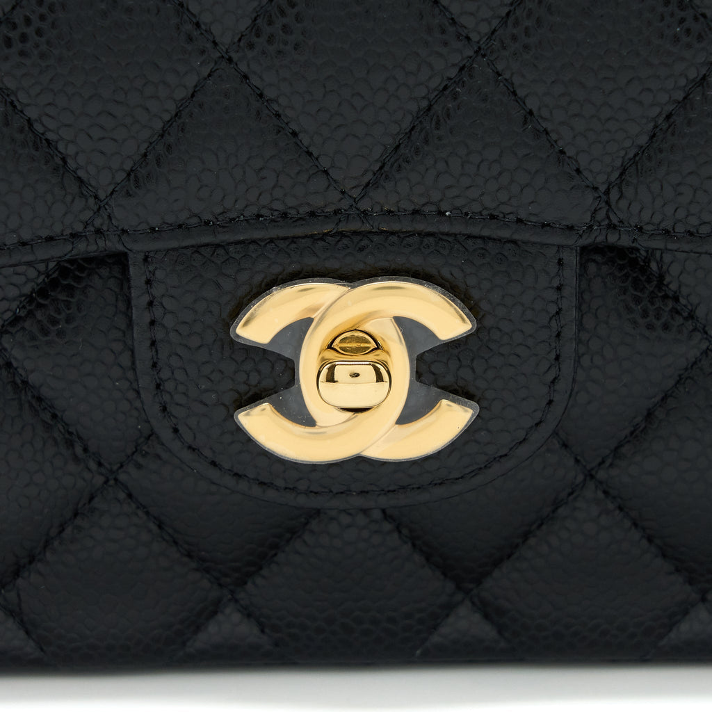 Chanel Small Classic Flap Bag Caviar Black  (Microchip)