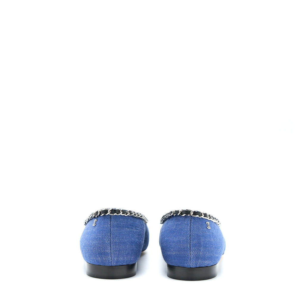 Chanel Size 39 Flat Shoes Denim Blue/Black
