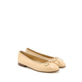 Chanel Size 38.5 Ballerina Flat Shoes Lambskin Beige