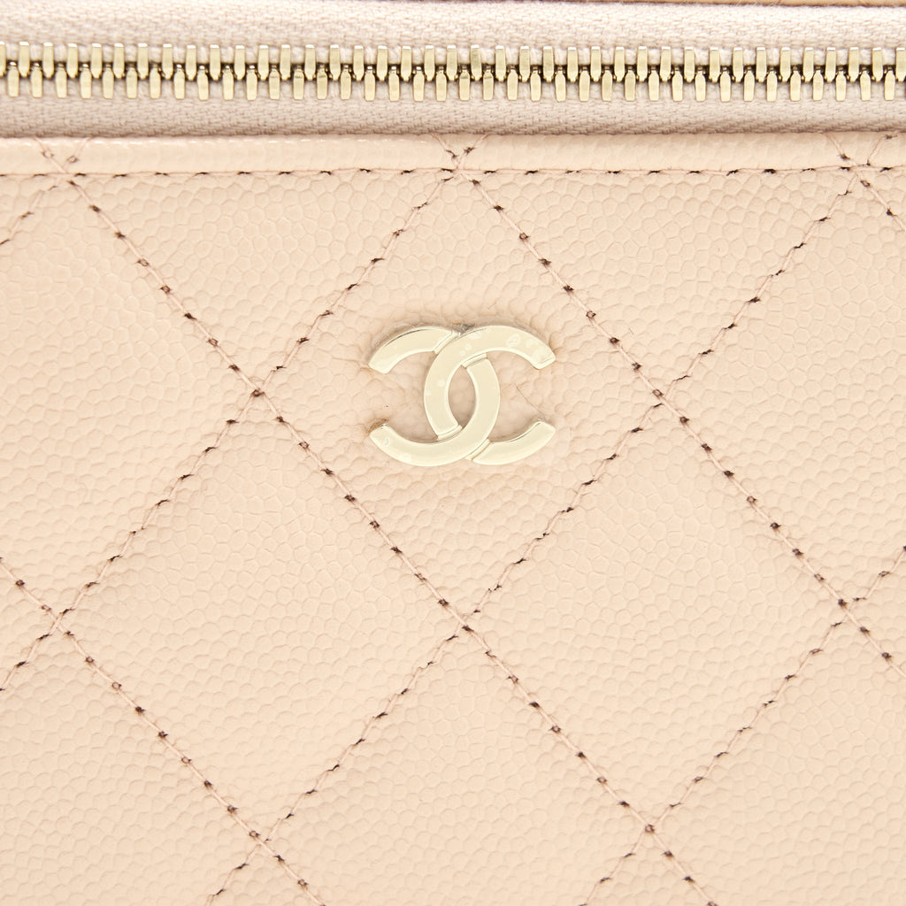 Chanel 22C Long Vanity With Chain Caviar Light Beige L