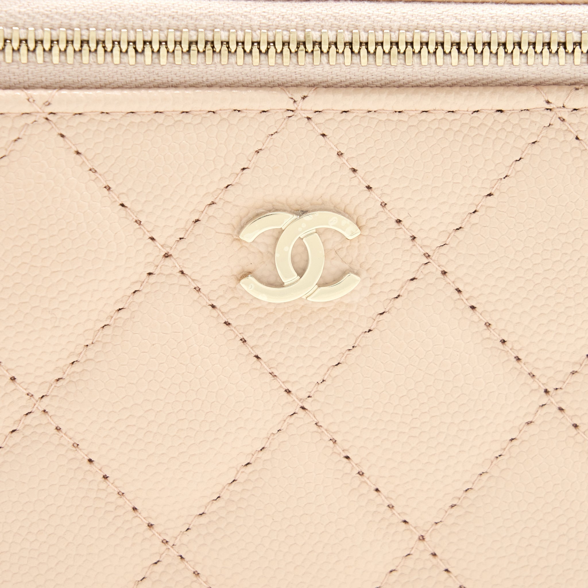 Chanel 22C Long Vanity With Chain Caviar Light Beige L
