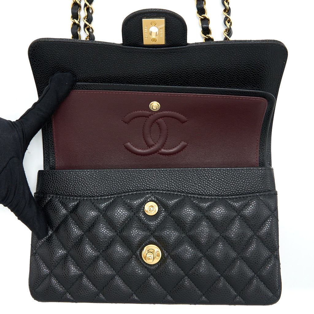 Chanel Small Classic Flap Bag Caviar Black  (Microchip)
