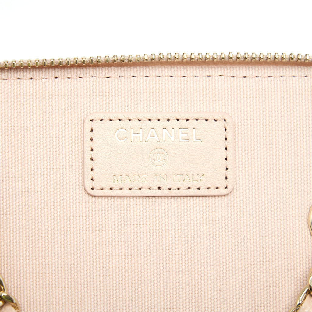 Chanel 22C Long Vanity With Chain Caviar Light Beige L