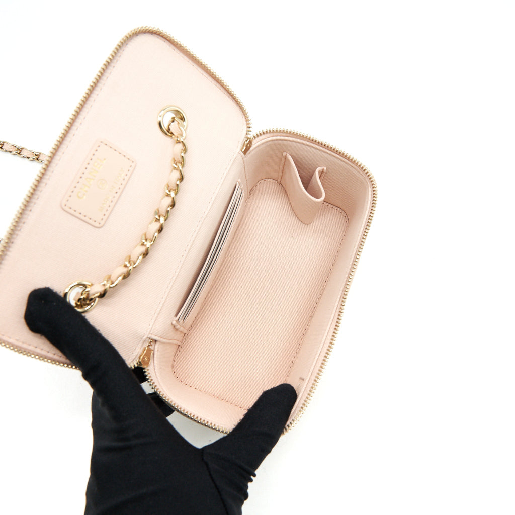 Chanel 22C Long Vanity With Chain Caviar Beige L