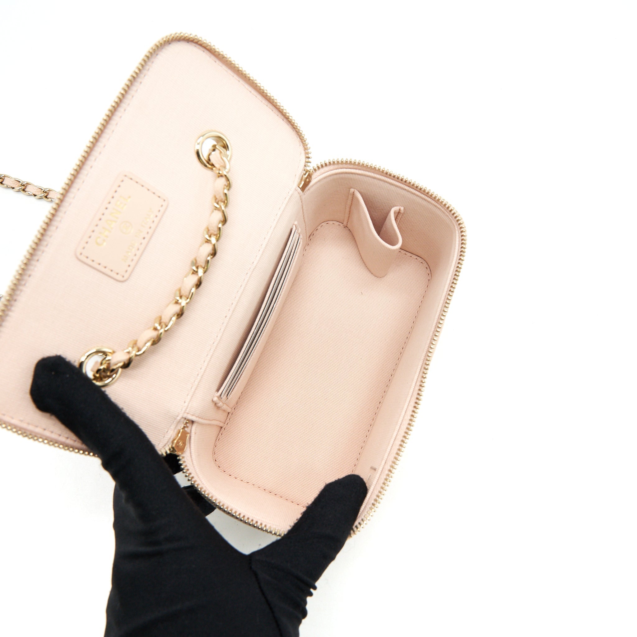 Chanel 22C Long Vanity With Chain Caviar Beige L