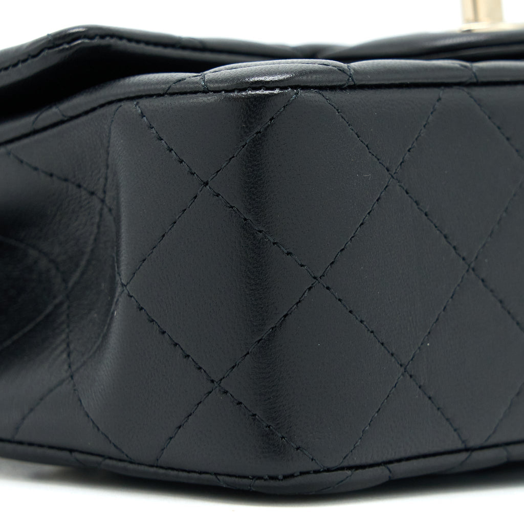 Chanel Top Handle Mini Rectangular Lambskin Black L (Microchip)