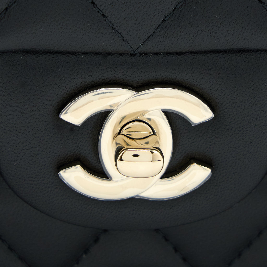 Chanel Top Handle Mini Rectangular Lambskin Black L (Microchip)