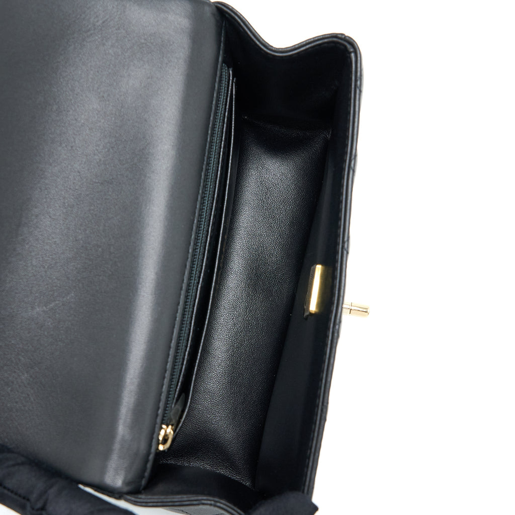 Chanel Top Handle Mini Rectangular Lambskin Black L (Microchip)