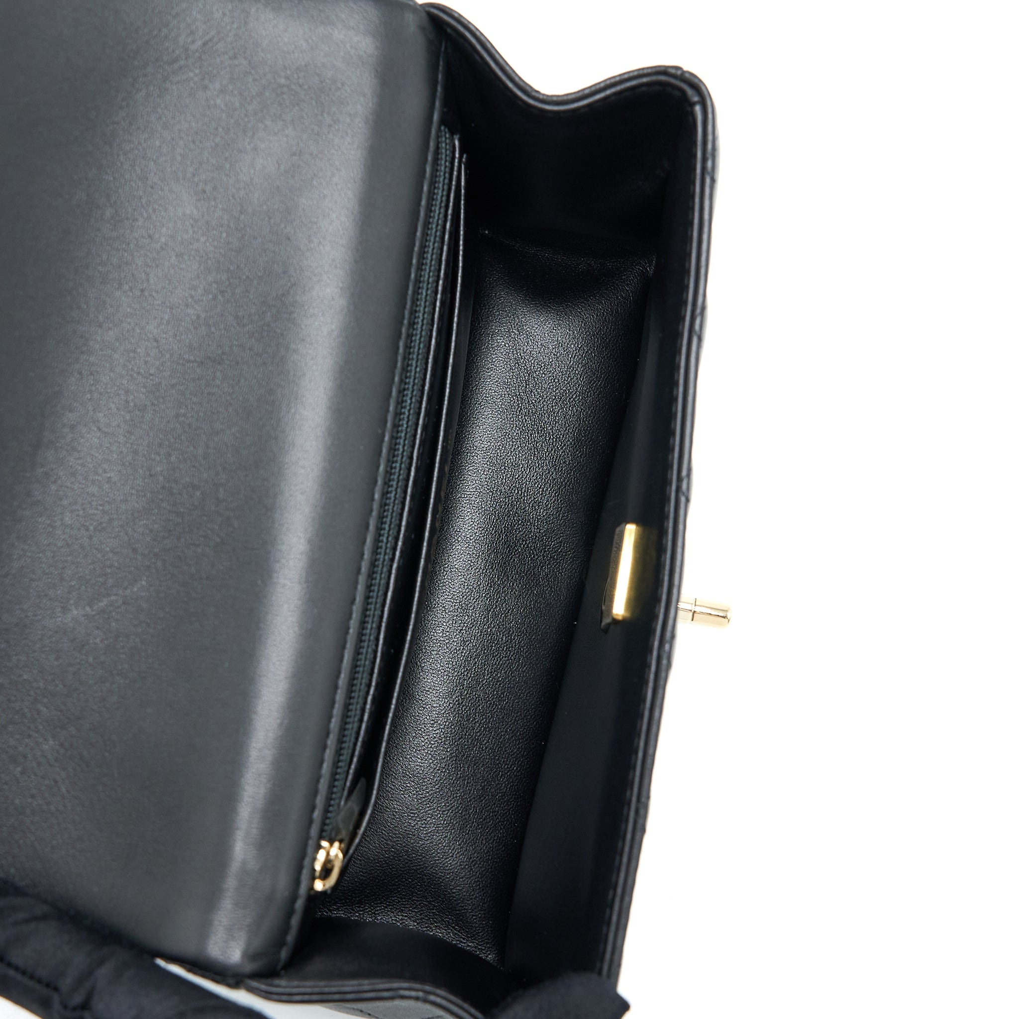 Chanel Top Handle Mini Rectangular Lambskin Black L (Microchip)