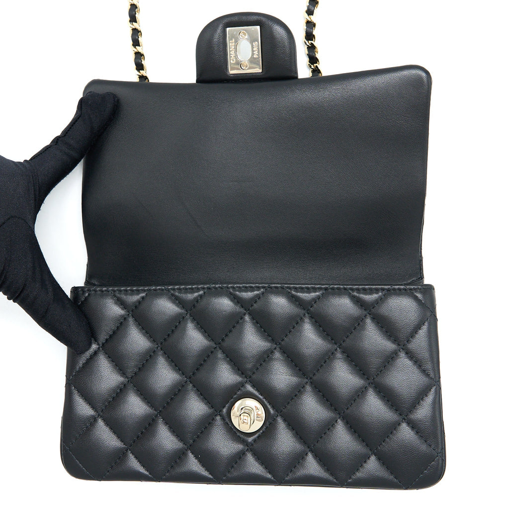 Chanel Top Handle Mini Rectangular Lambskin Black L (Microchip)
