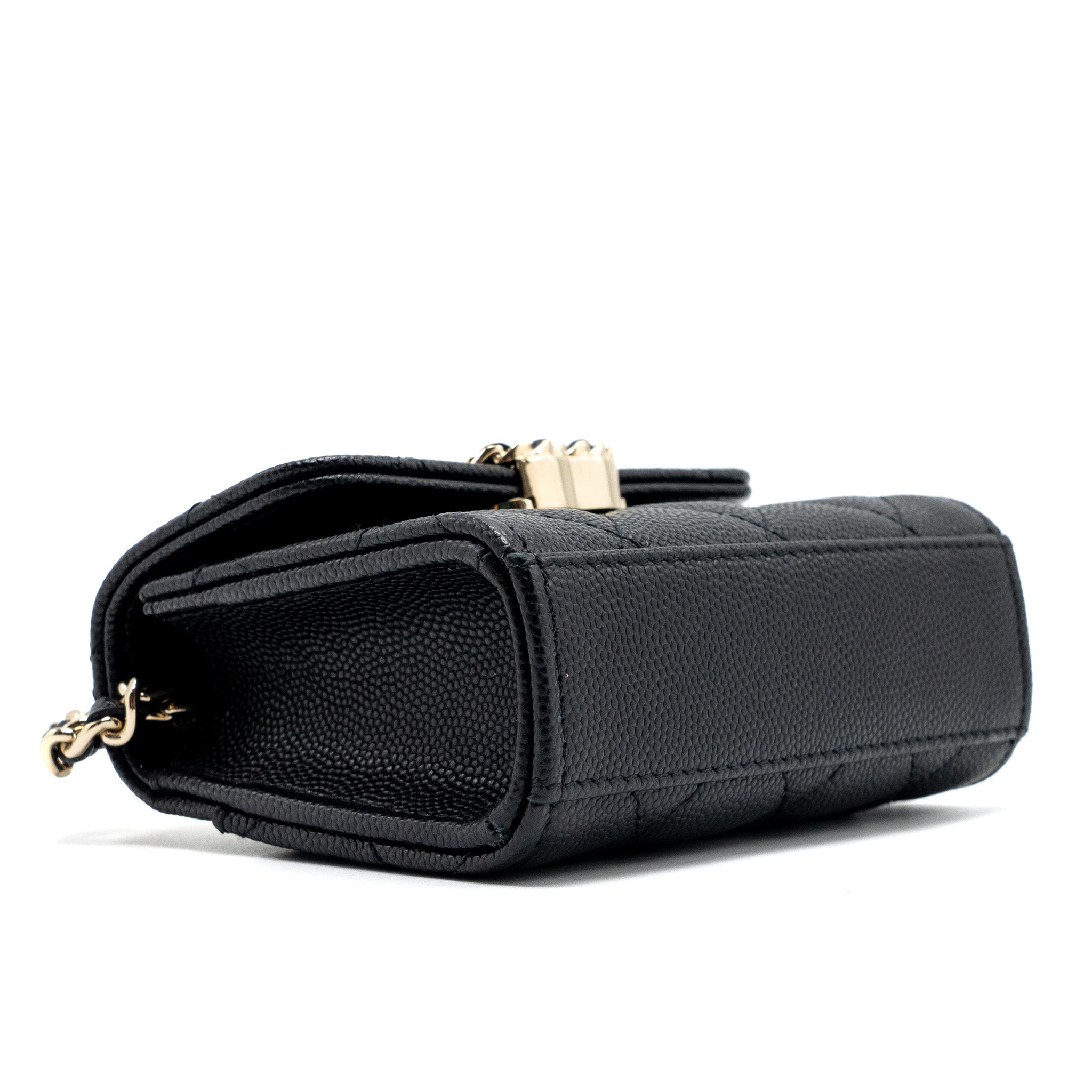 Chanel Top Handle Mini Flap Bag Caviar Black L (Microchip)