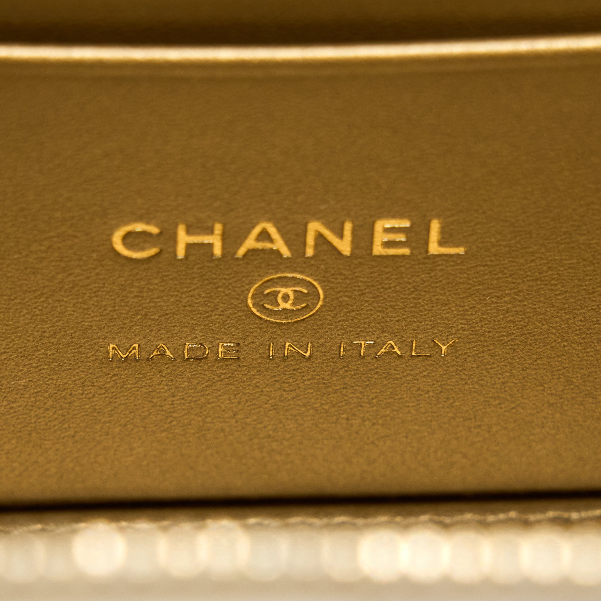 Chanel Pearl Crush Long Vanity Case Lambskin White Brushed