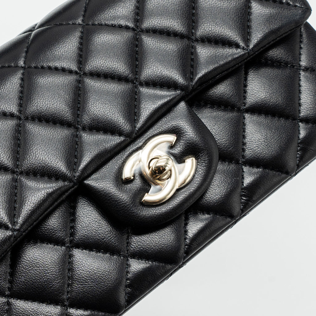 Chanel Top Handle Mini Rectangular Flap Bag Lambskin Black L(Microchip)