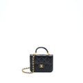 Chanel Top Handle Mini Flap Card Holder Lambskin Black