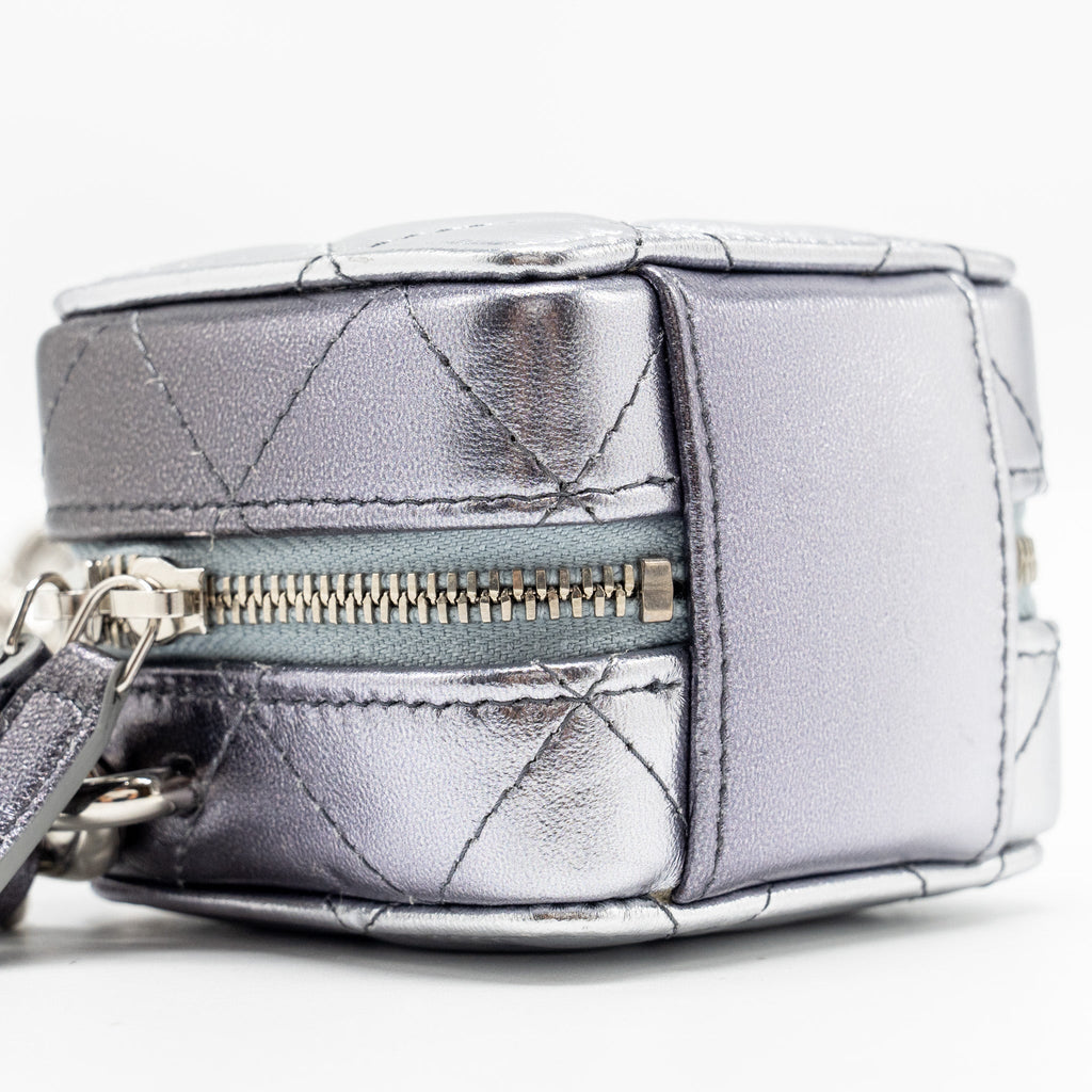 Chanel Mini Vanity with Giant Chain lambskin metallic grey