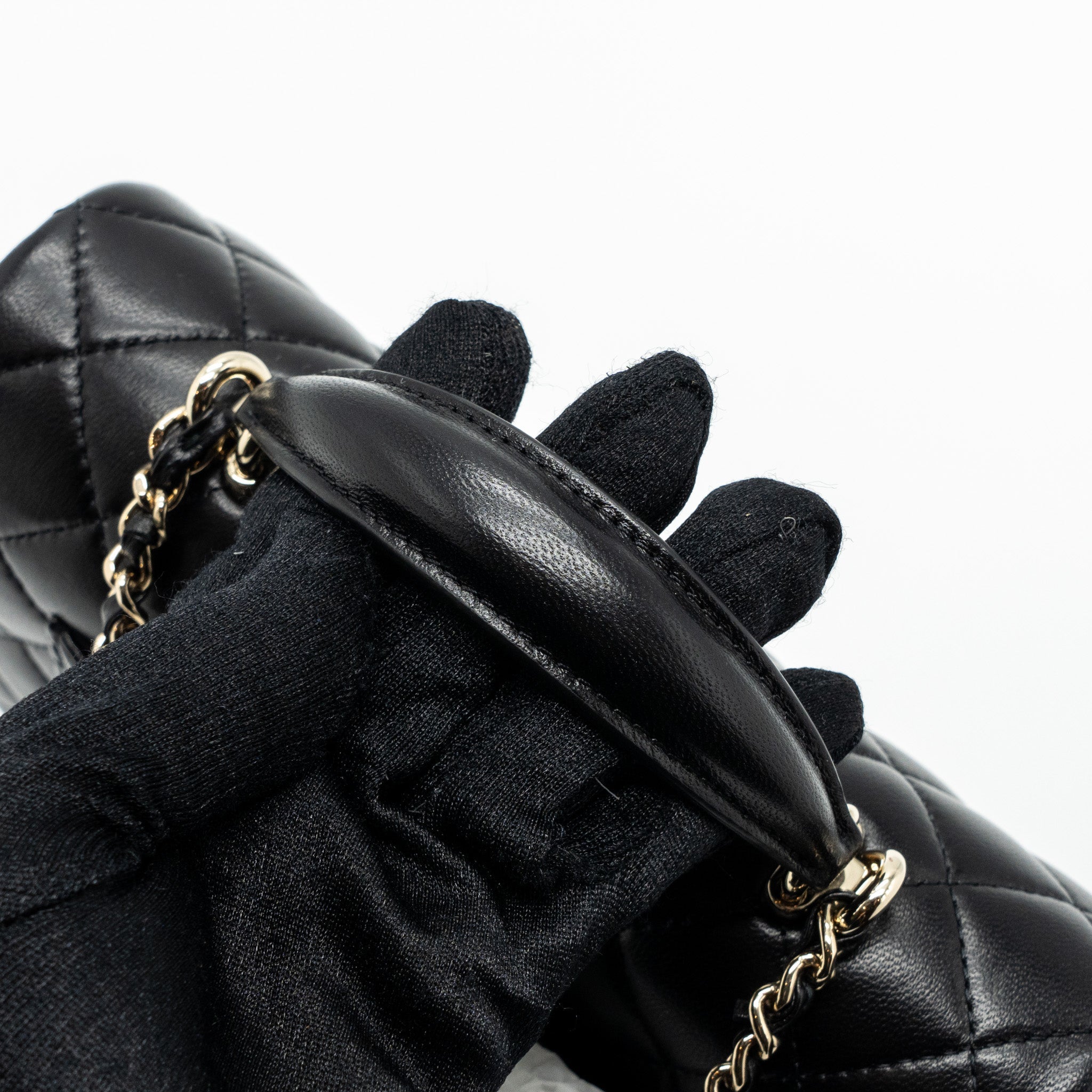 Chanel Top Handle Mini Rectangular Flap Bag Lambskin Black L(Microchip)