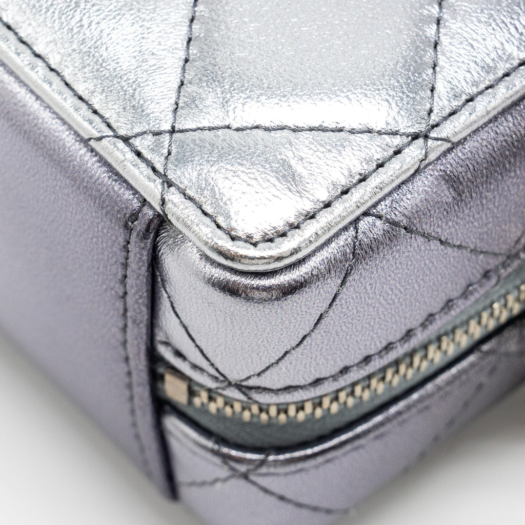 Chanel Mini Vanity with Giant Chain lambskin metallic grey