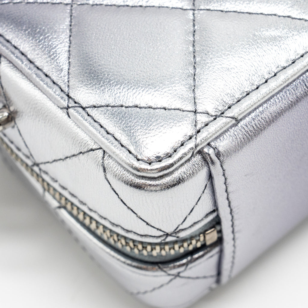Chanel Mini Vanity with Giant Chain lambskin metallic grey