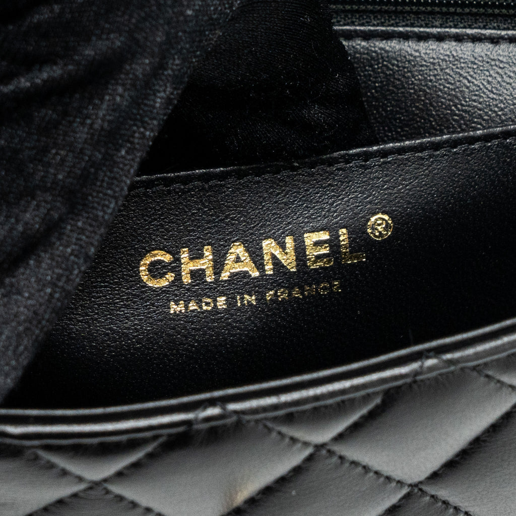 Chanel Top Handle Mini Rectangular Flap Bag Lambskin Black L(Microchip)
