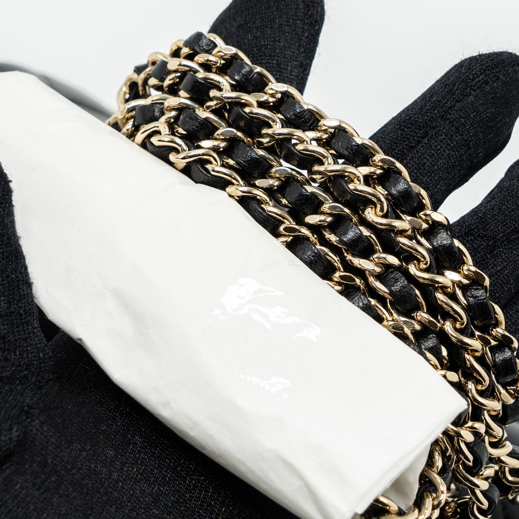 Chanel Top Handle Mini Rectangular Flap Bag Lambskin Black L(Microchip)