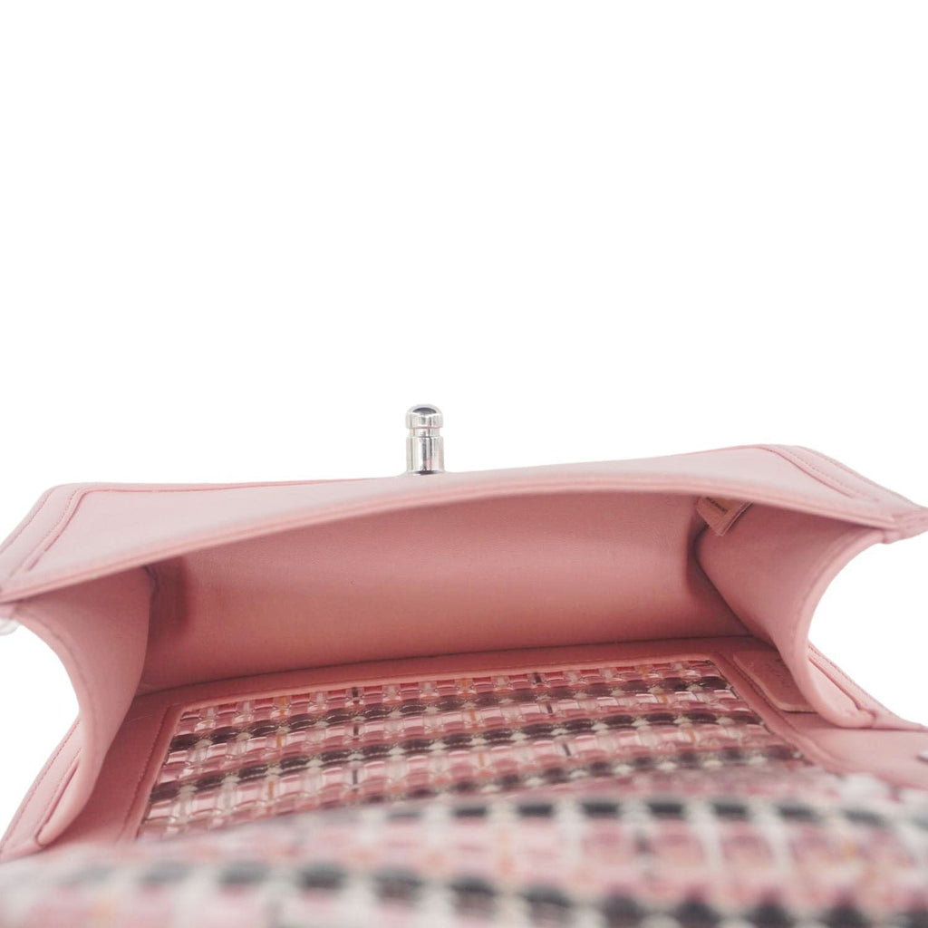 CHANEL Boy Flap Small  Woven Leather Shoulder Bag Pink