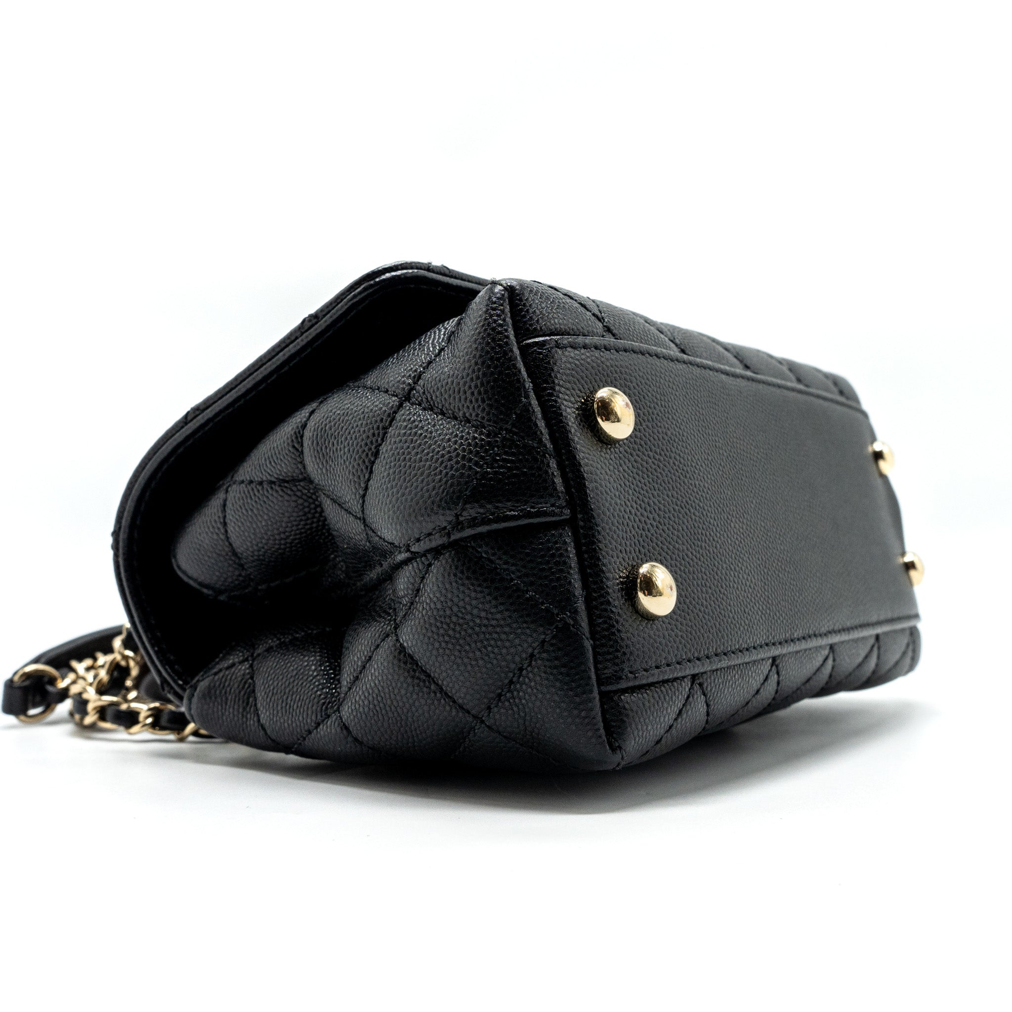 Chanel Coco Handle Extra Mini With Lizard Embossed Handle Caviar Black L(microchip)