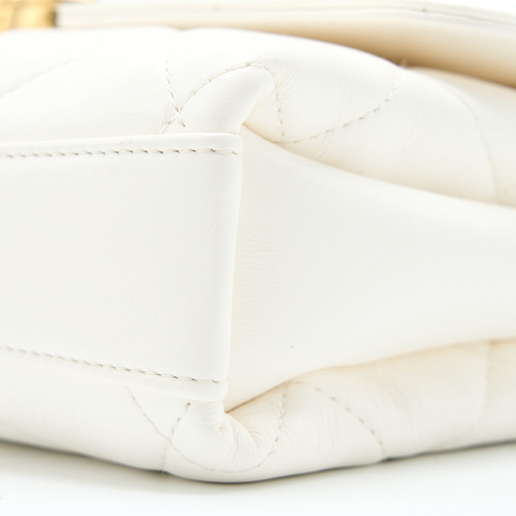 Chanel Quilted Flap Bag with Letter Chain Lambskin White  (Microchip)