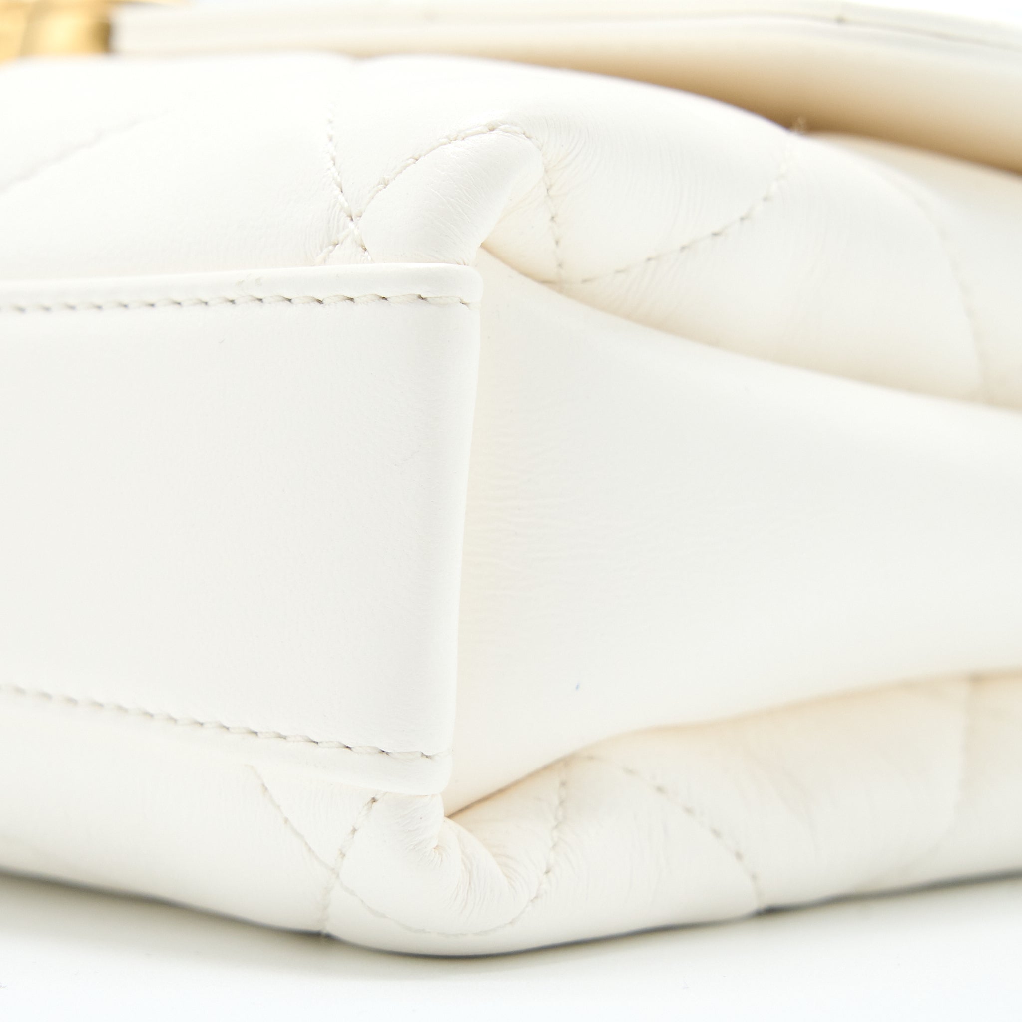 Chanel Quilted Flap Bag with Letter Chain Lambskin White  (Microchip)