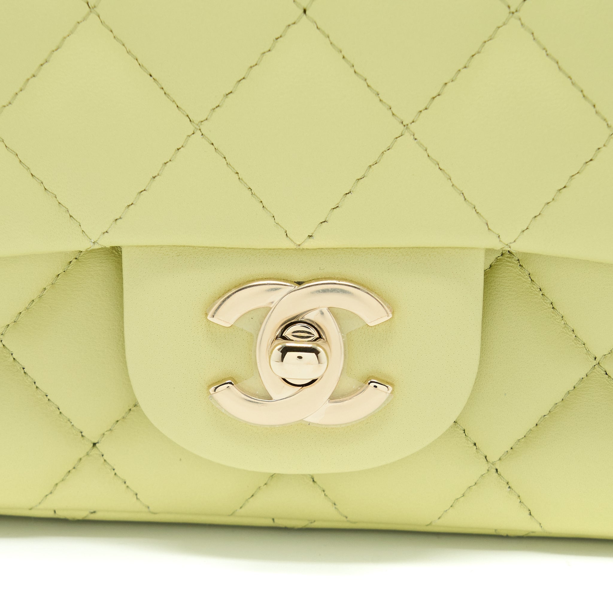 Chanel 23C Mini Square Flap Bag Lambskin Light Green L (Microchip)