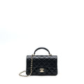 Chanel Top Handle Mini Rectangular Lambskin Black L (Microchip)