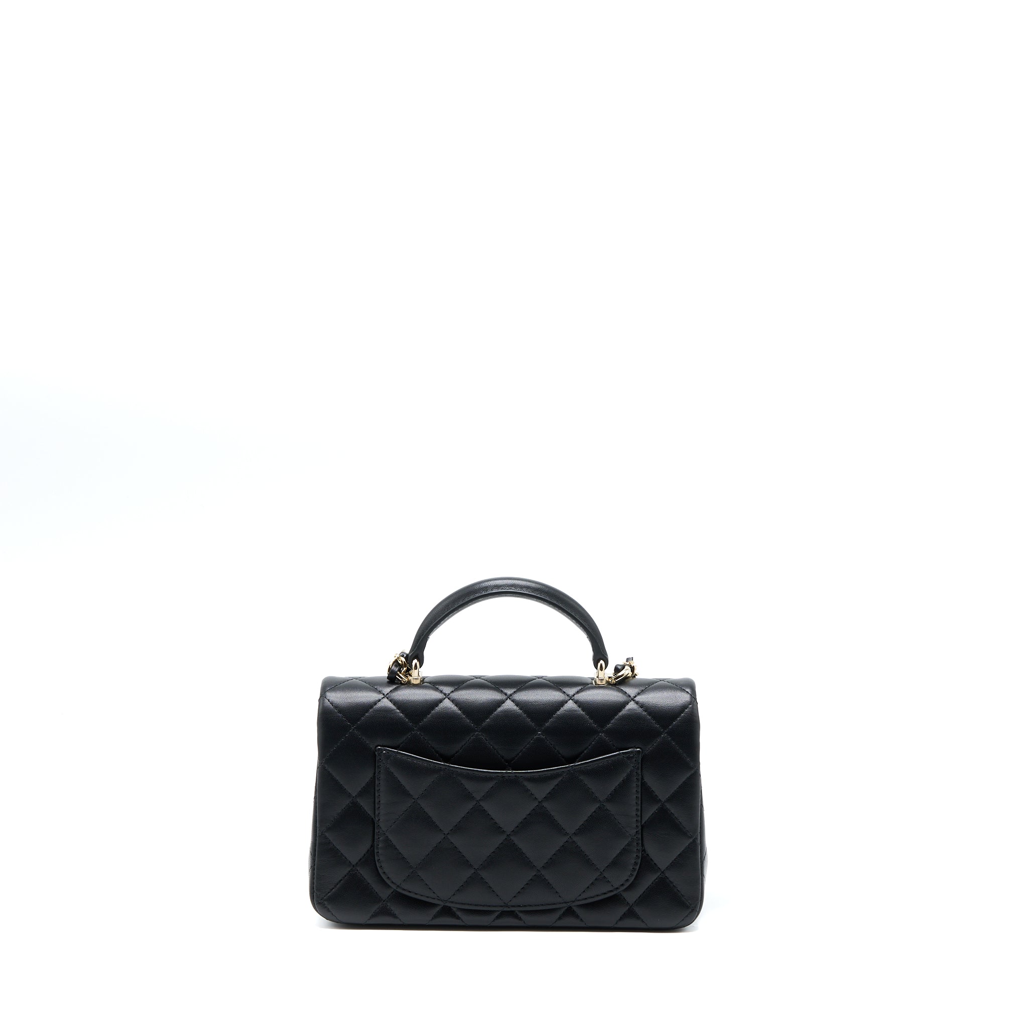 Chanel Top Handle Mini Rectangular Lambskin Black L (Microchip)