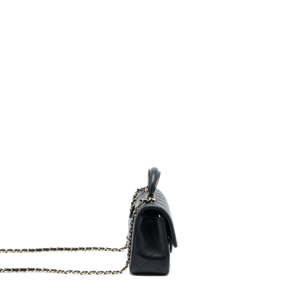Chanel Top Handle Mini Rectangular Lambskin Black L (Microchip)