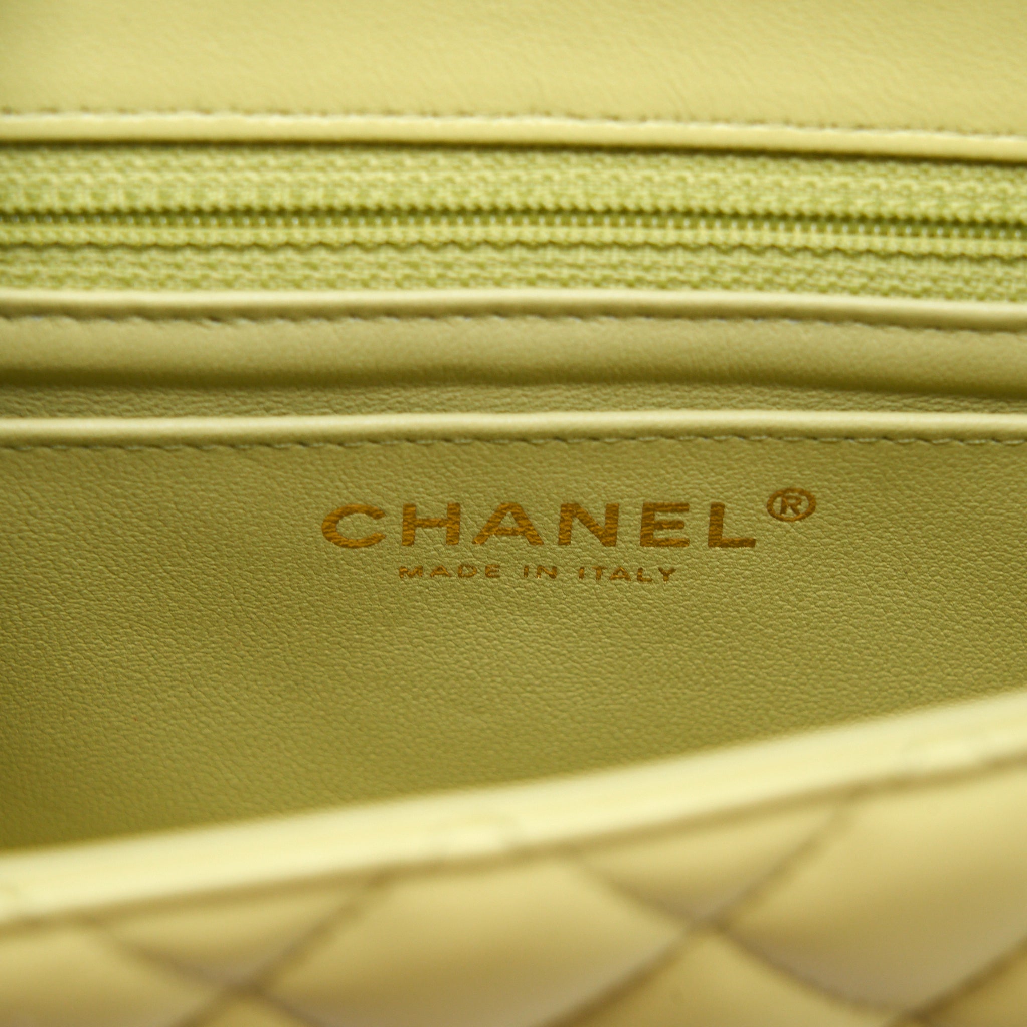 Chanel 23C Mini Square Flap Bag Lambskin Light Green L (Microchip)