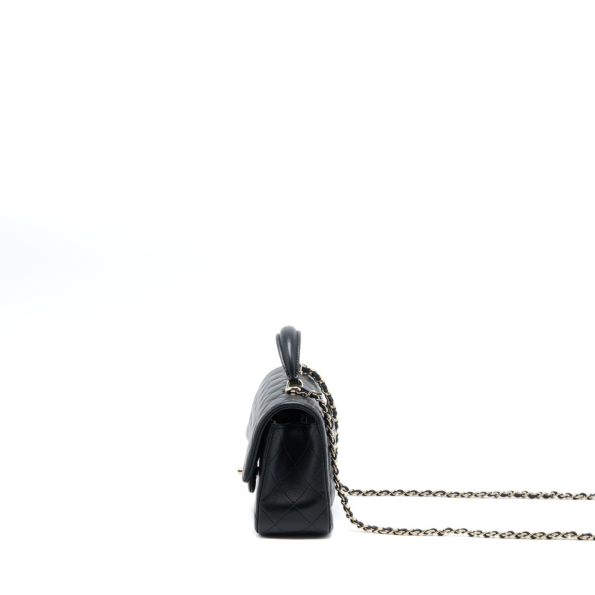 Chanel Top Handle Mini Rectangular Lambskin Black L (Microchip)