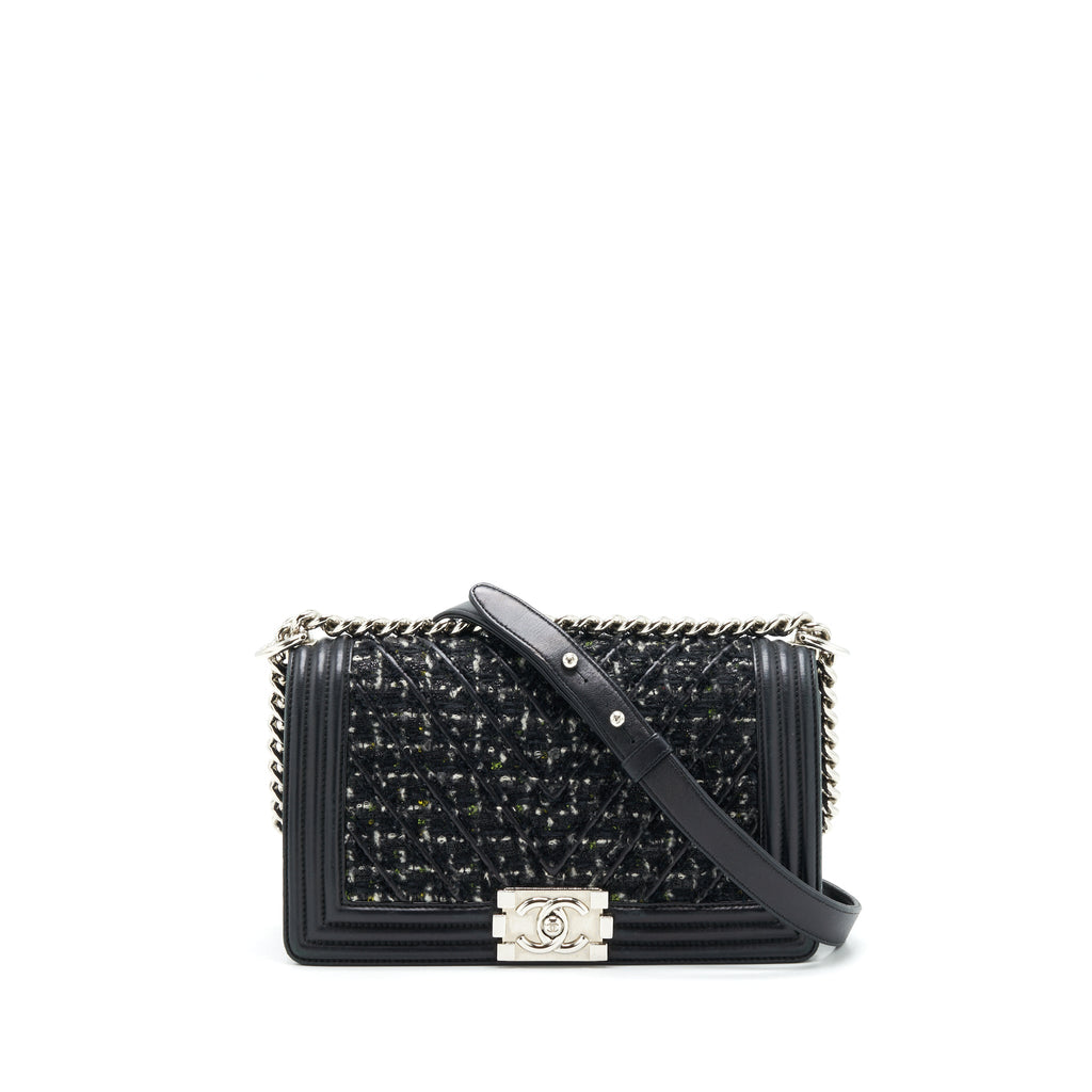 Chanel Boy Medium Tweed/Lambskin Black