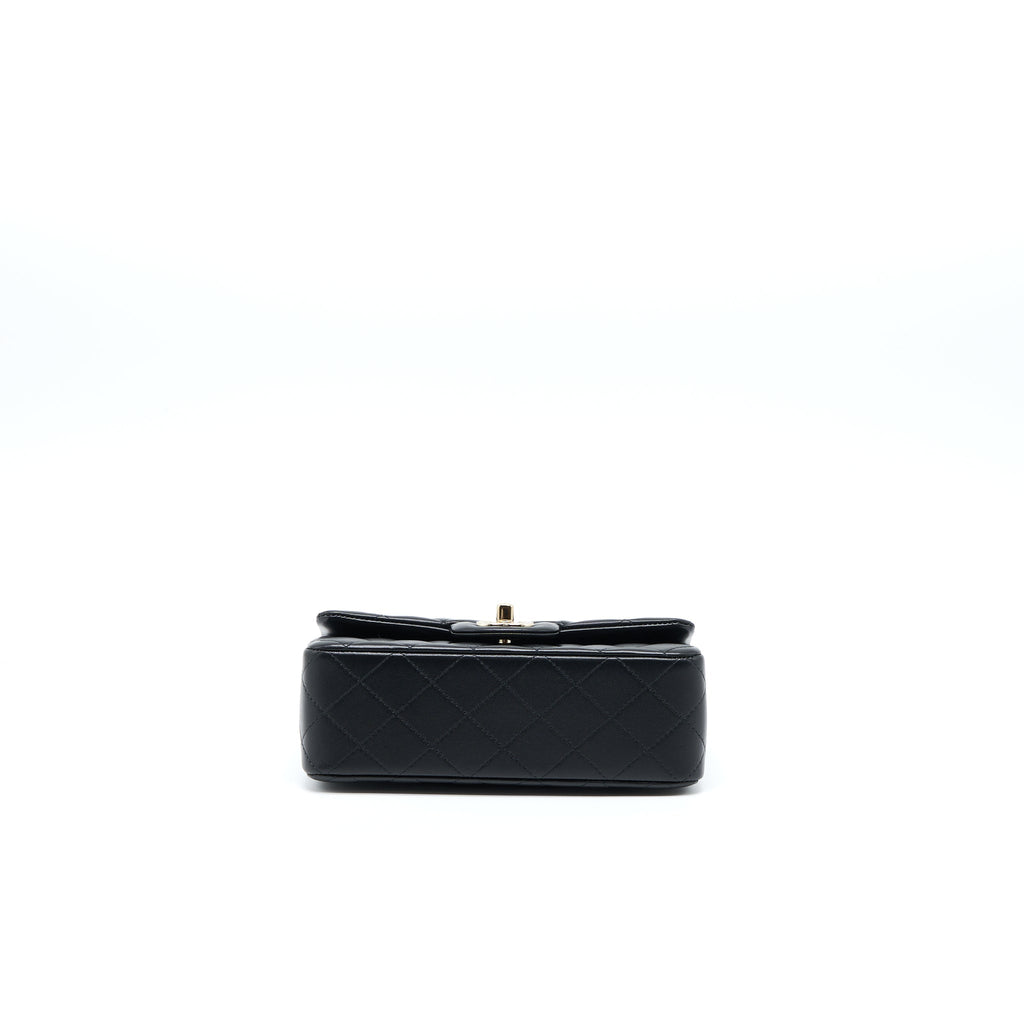 Chanel Top Handle Mini Rectangular Lambskin Black L (Microchip)